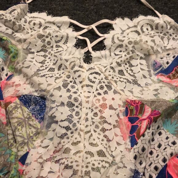 Victoria's Secret Women's Medium Bali Patchwork Lace Romper Y2K Mixed Print - Picture 5 of 6